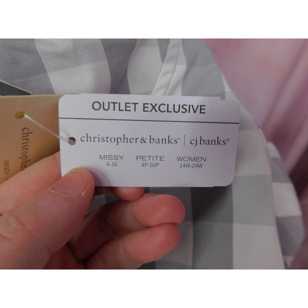 SALE NWT Christopher & Banks Petite Checkered Blouse Women Small Gray - Picture 13 of 14